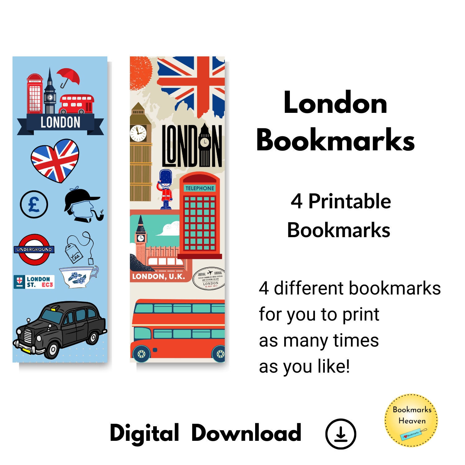 London Bookmarks Printable London Gifts Printable London Etsy UK