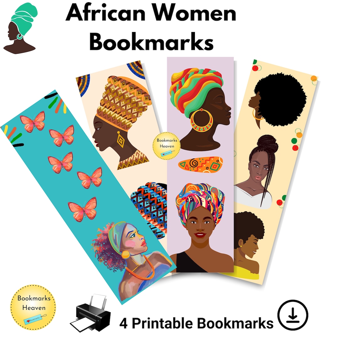 African American Bookmark Set of 4 Printable, Bookmarks for Women