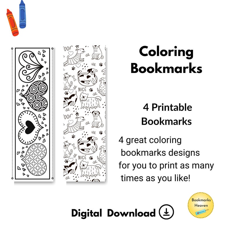 Coloring Bookmarks Printable Coloring Gifts for Kids Etsy