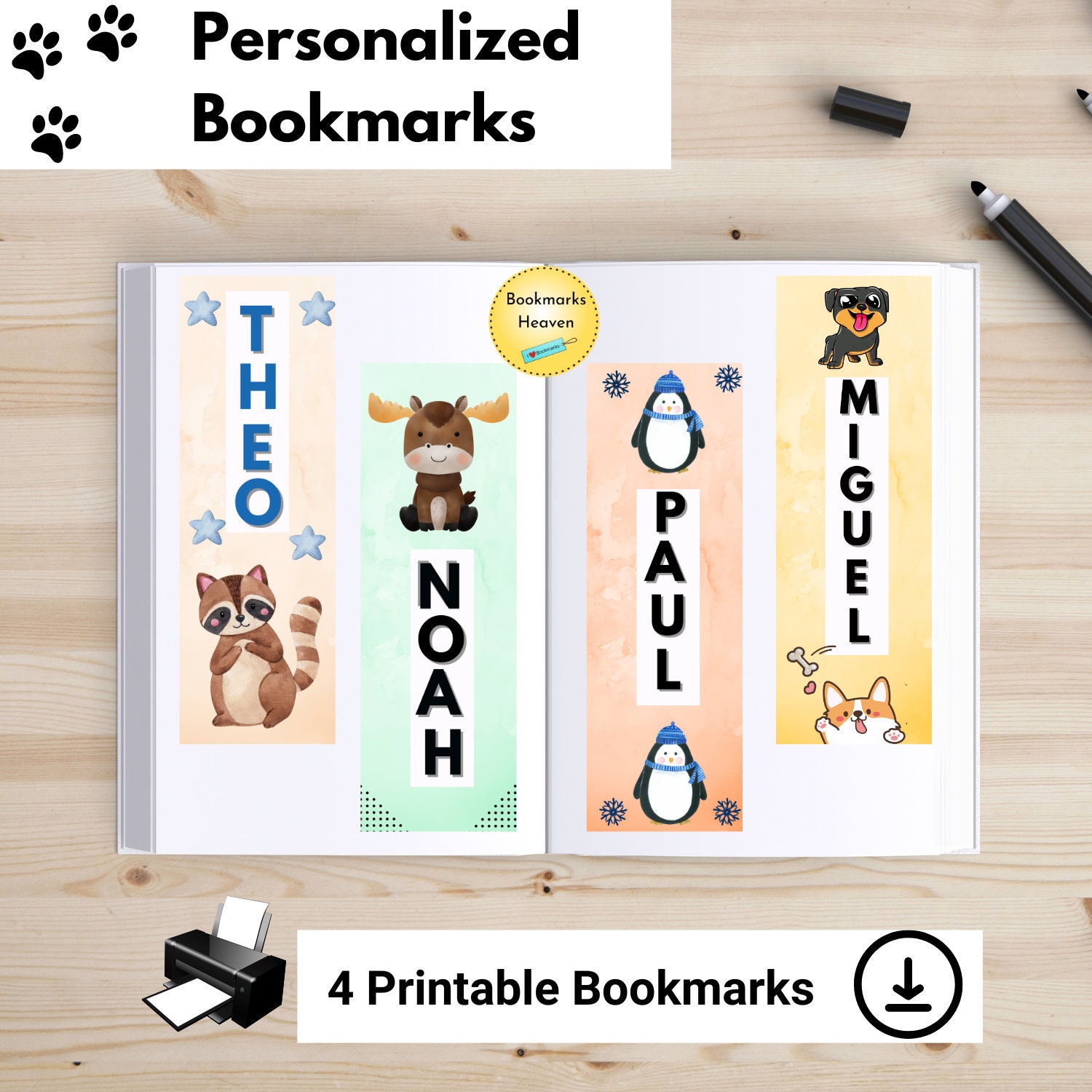 Custom Printable Bookmarks , Printable Bookmarks Template, Kids ...