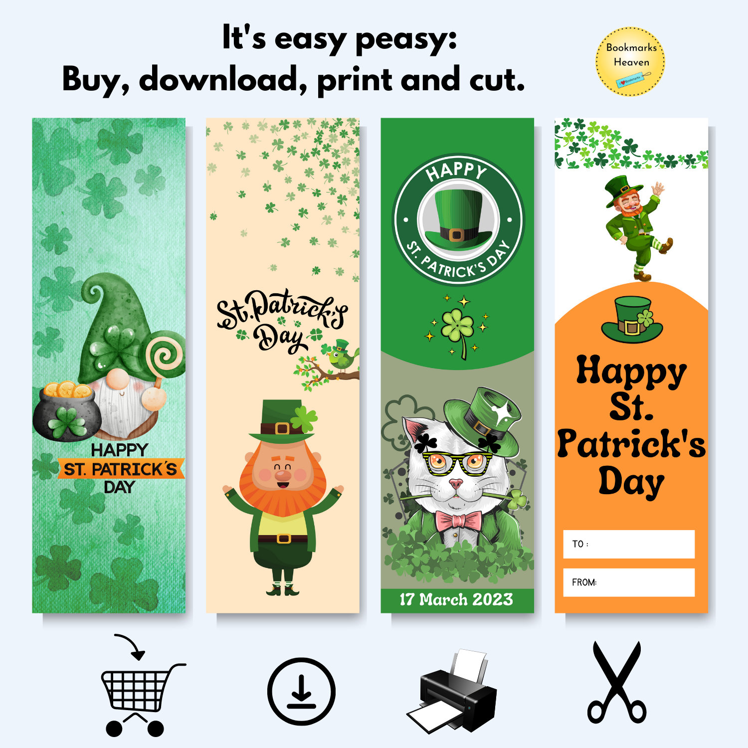 st patricks day bookmarks printable