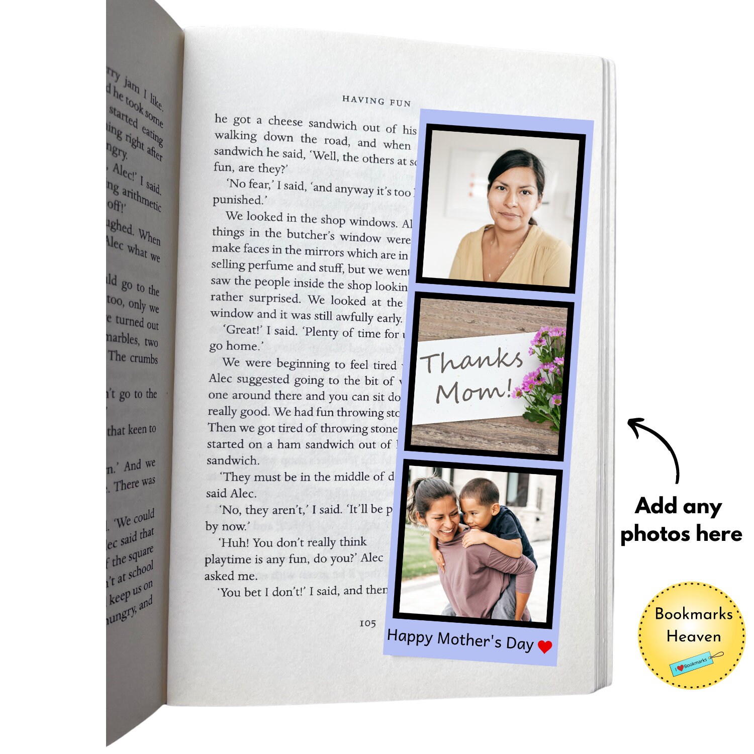 Personalized Mother's Day Bookmarks Printable, Custom Bookmarks for Mom