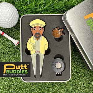 PuttBuddies™ - Golf Coach Divot Tool and Ball Marker Gift Set, Gift for groomsmen, Unique Golf Accessories