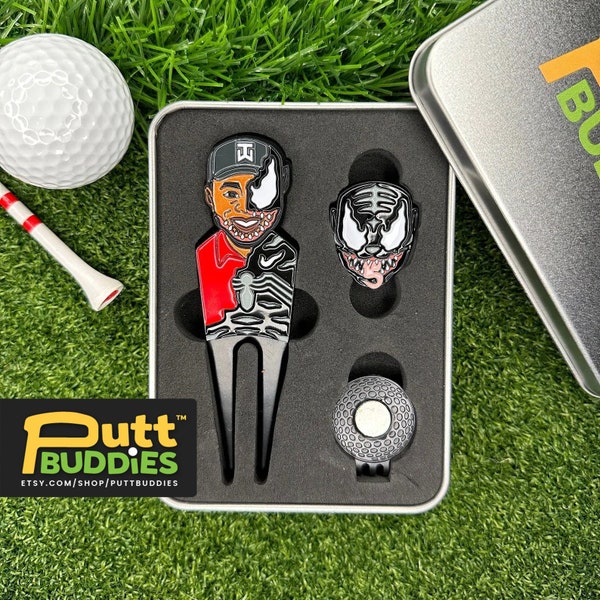 PuttBuddies™ - Juego de marcadores de pelotas de golf y herramientas de división de tigre venenoso, accesorios de golf, juego de regalo de golf