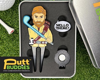 PuttBuddies™ - Hole-In-Wan Kenobi Golf Divot Tool w/ “Hello There” ball marker