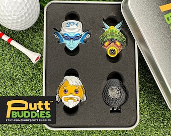 PuttBuddies™ - Ensemble de 3 marqueurs de balle de golf « The Major's Mask » avec clip pour chapeau PuttBuddies™