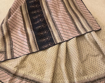 Vintage Pure Silk Saree. Soft Lilac with Navy Blue Block Print.