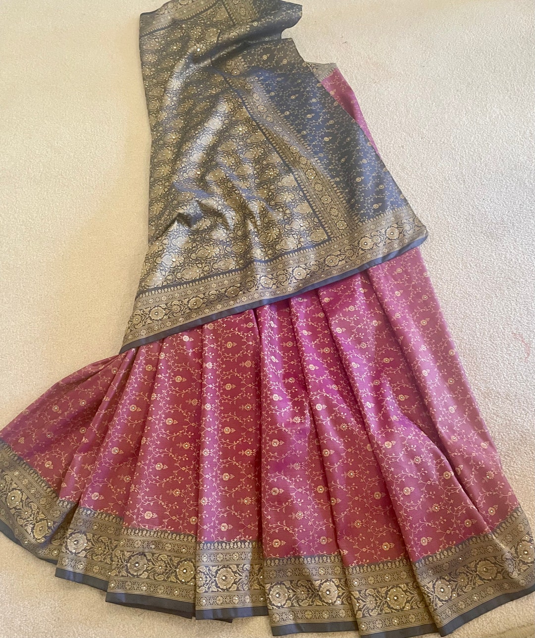 Pink Woven Design Banarsi Silk Blend Saree With Unstitched Blouse Piece