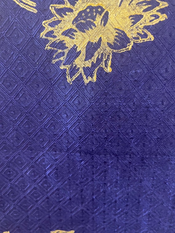 Vintage Pure Silk Saree Deep Blue with Gold Borde… - image 3