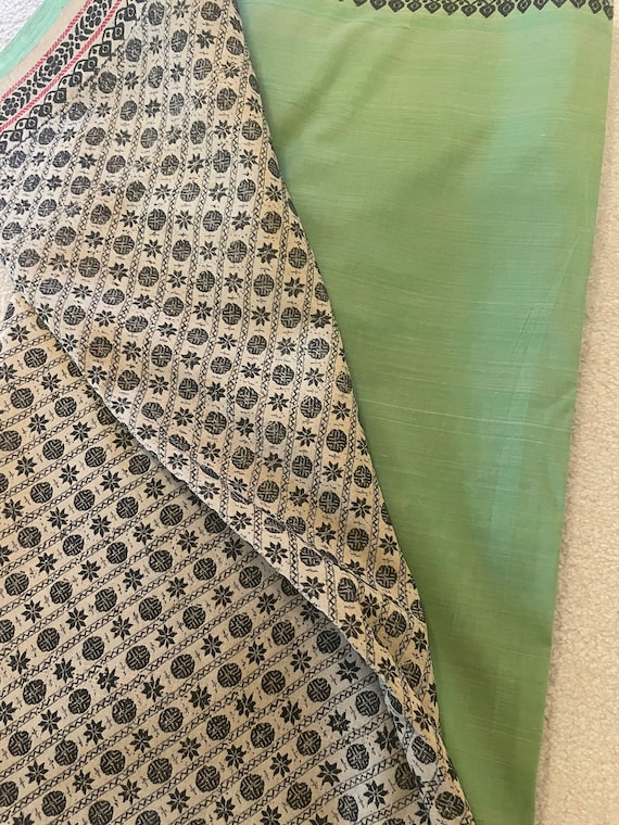 Vintage pistachio green saree from South India wit