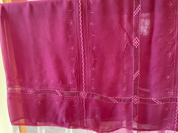 Vintage Plum color georgette hand embroidered dra… - image 3