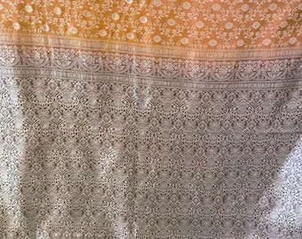 Peach and Brown Banarsi woven saree with crystals. Stitched Blouse. Free shipping