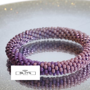 Pattern Sunset bead crochet bracelet - Purple