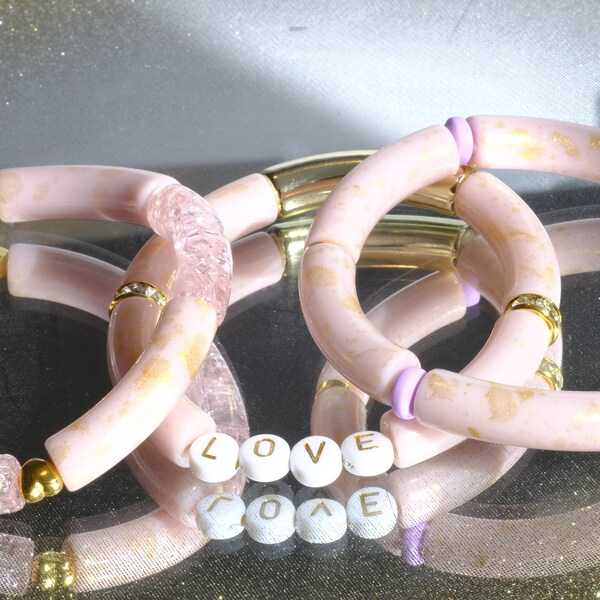 Tube bracelet pink love