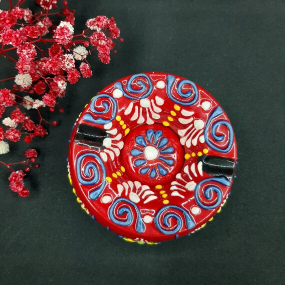 Traditional Decorative Ashtray With Lid Handmade Ceramic Etsy