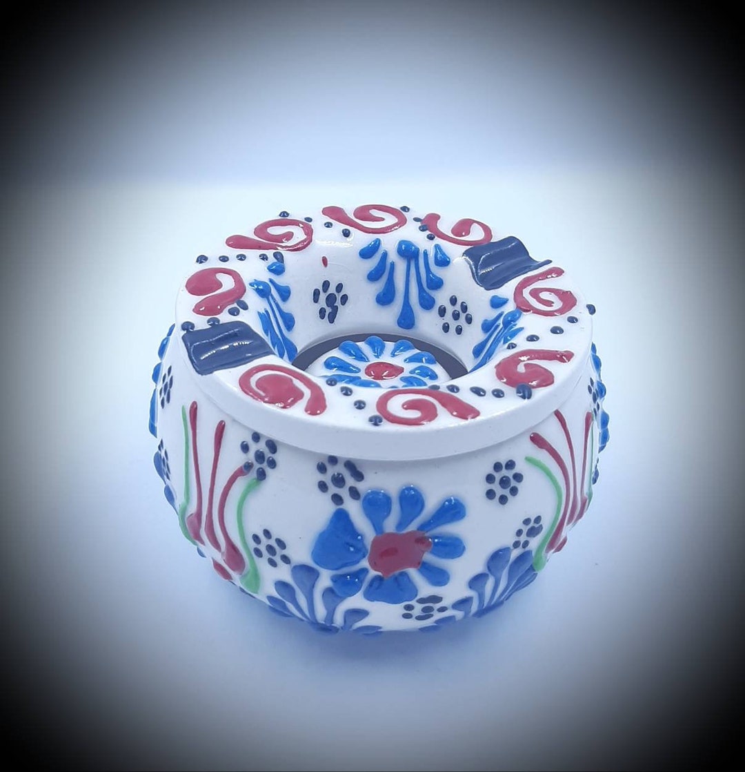 Small Colorful Ceramic Ashtray With Lid Traditional Turkish Etsy
