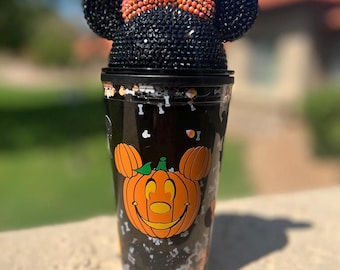 Rhinestone Mouse Ears Halloween Snow Globe Tumbler