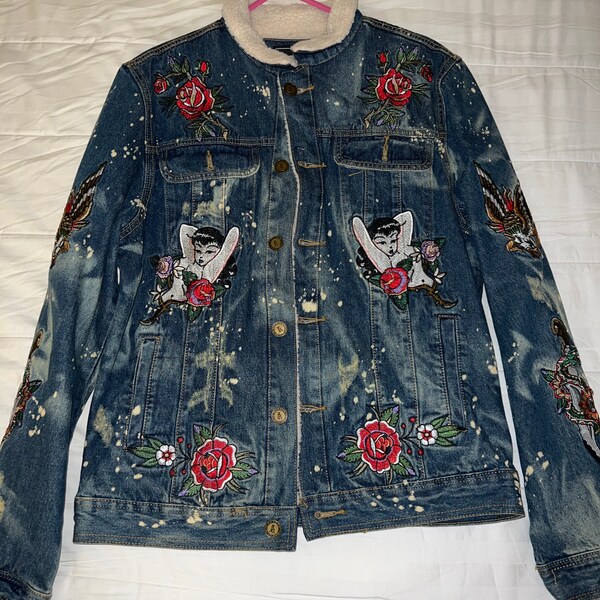 Mens Graphic Denim Jacket Etsy