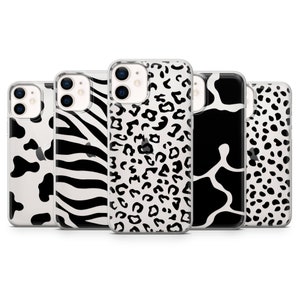 Animal Print Phone Case Cow, Leopard Cover fit for iPhone 14 Pro, 13, 12, 11, XR, 8+, 7 & Samsung S21, A50, A51, A53, Huawei P20, P30 Lite