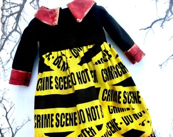 Crime scene dress for Blythe, horror dress