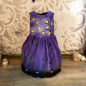 Hand painted dress and petticoat, picture dress for Blythe, gothic dress, Blythe dress, spooky dress, Halloween outfit