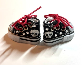 Hand painted and jeweled canvas shoes for Blythe