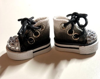 Hand painted and jeweled canvas shoes for Blythe