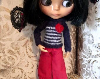 Hose und Pulli für Blythe, Herzpulli, Blythe Outfit