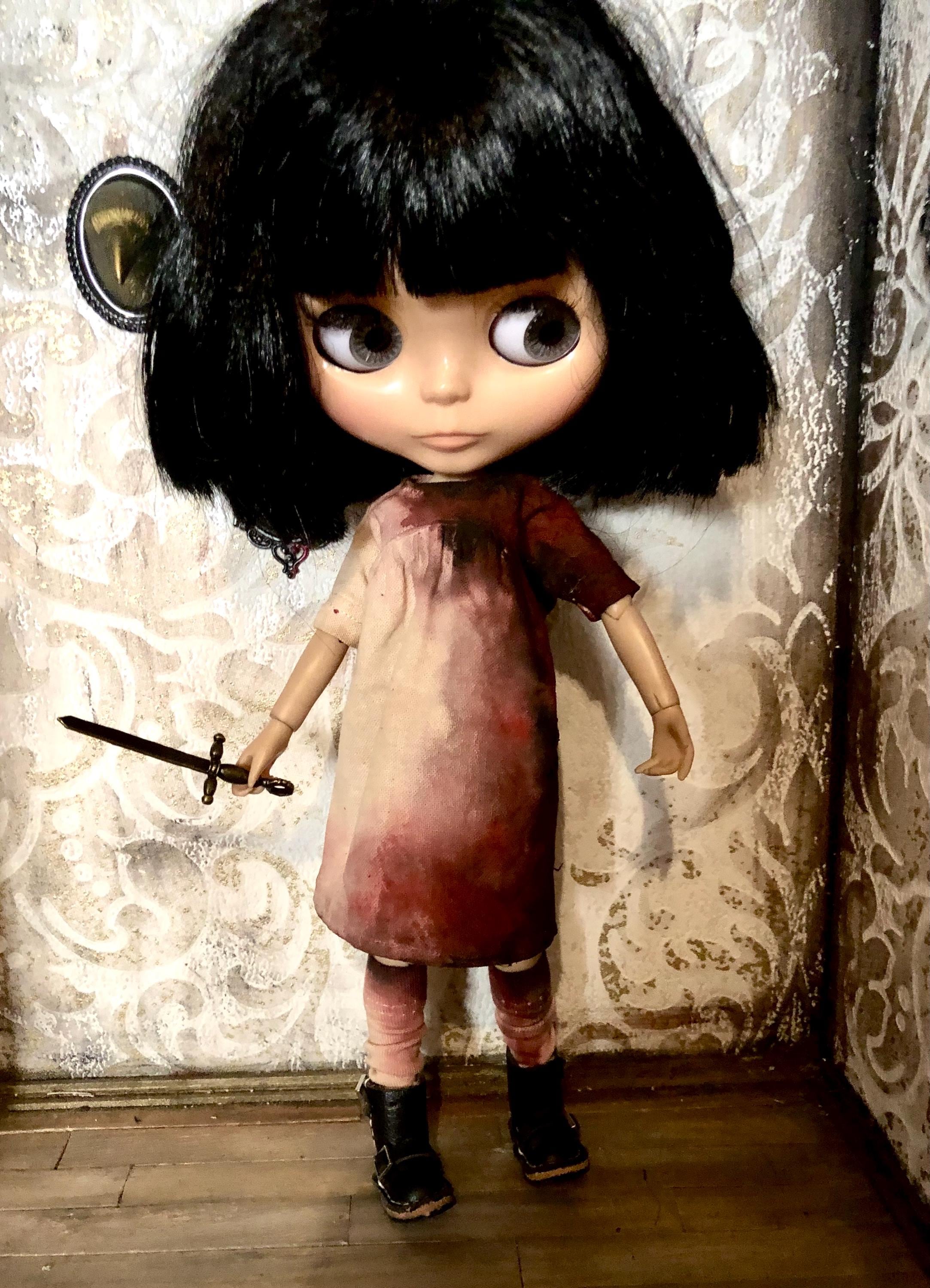 Vestido y calcetines manchados de sangre para Blythe, vestido de terror