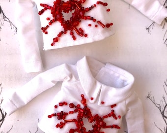 Camisa de corazón con cuentas para Blythe, blusa con corte de corazón, camisa de corazón, camisa con cuentas
