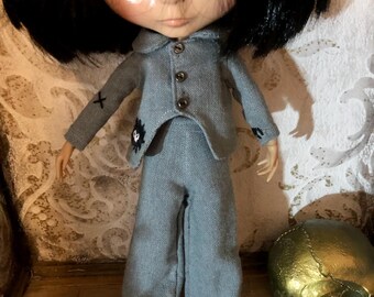Trouser outfit, trousers and jacket, trousers for Blythe, gothic outfit, Blythe outfit, Halloween Blythe