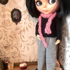 Trousers, jumper and scarf for Blythe, poison, Blythe outfit, corduroy trousers