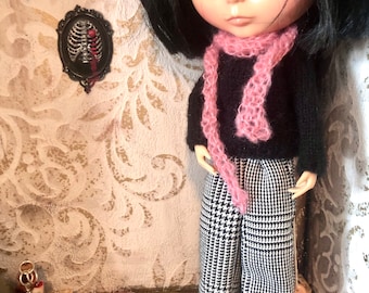 Trousers, jumper and scarf for Blythe, poison, Blythe outfit, corduroy trousers