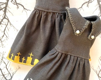 Graveyard dress for Blythe, grey dress, spooky blythe