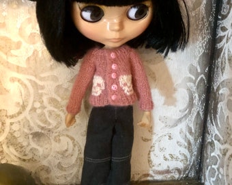 Cárdigan rosa, jersey Blythe, cárdigan de calavera, suéter de punto, punto de Halloween