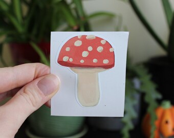 Red Mushroom Vinyl Sticker Gloss