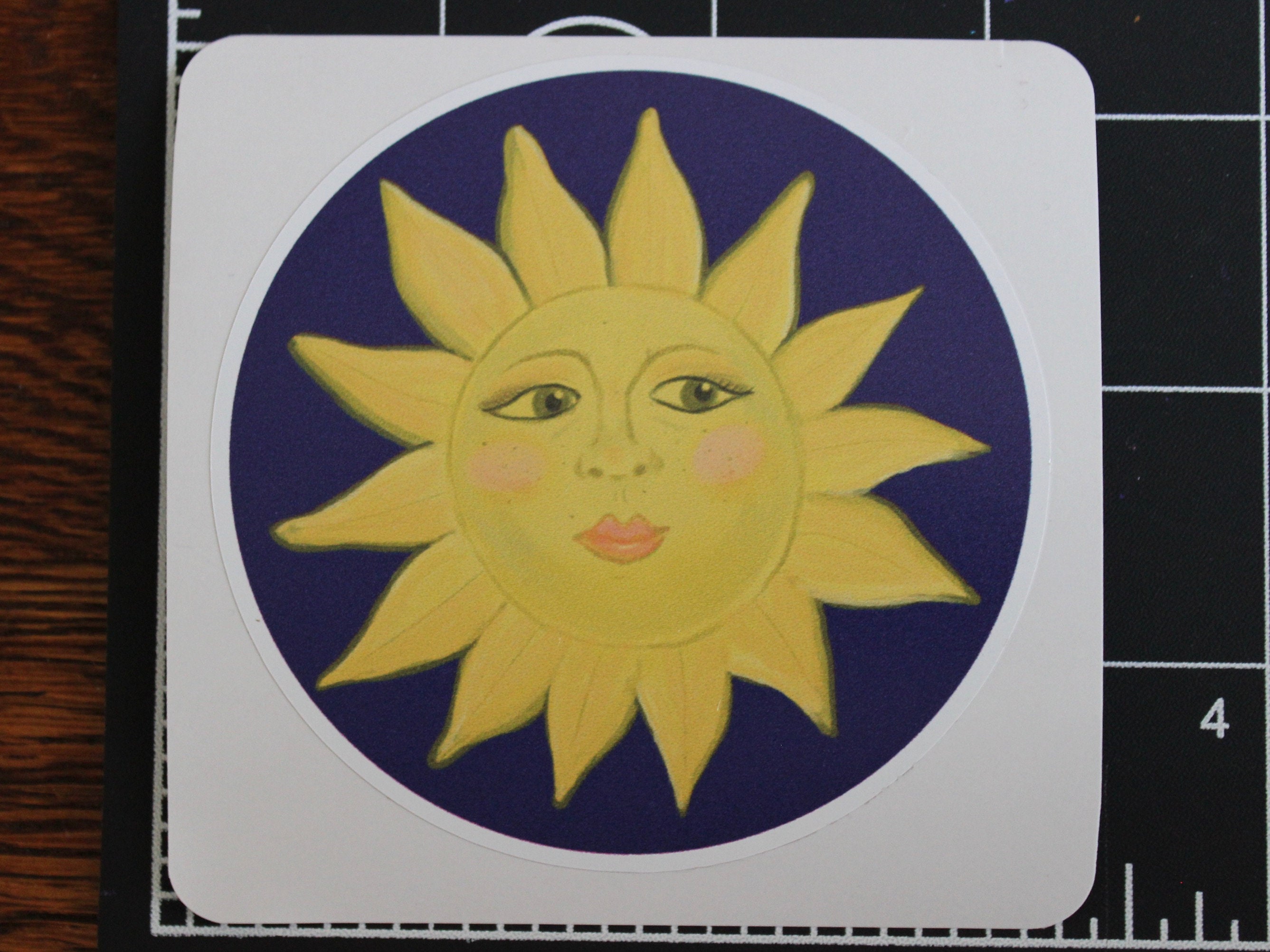 Retro Celestial Sun Vinyl Sticker - Etsy