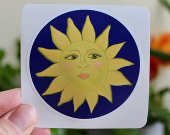 Retro Celestial Sun Vinyl Sticker