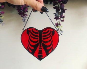 Skeleton Heart Sun Catcher