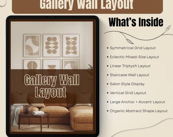Guía de diseño de arte mural / Plantillas de impresión para galerías de pared / Diagrama de colocación de marcos / Kit de decoración de pared para colgar / Diseño de interiores en PDF