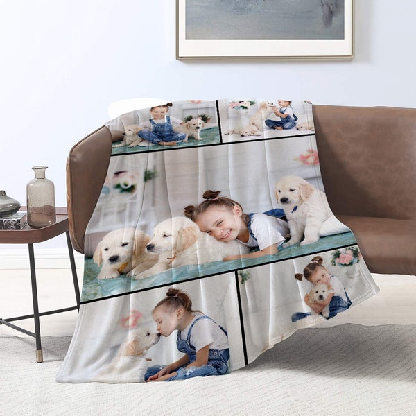 Photo Blanket Personalized Blankets – Custom Picture Comfortable Blanket Gift for Mom Dad Grandma Grandpa Personal Christmas Gift Ships Fast