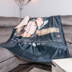 Valentines Gift for HIM Music Blanket with Personal photo & favorite song Personalized Gift Blanket Best Boyfriend Gift Girlfriend Valentine