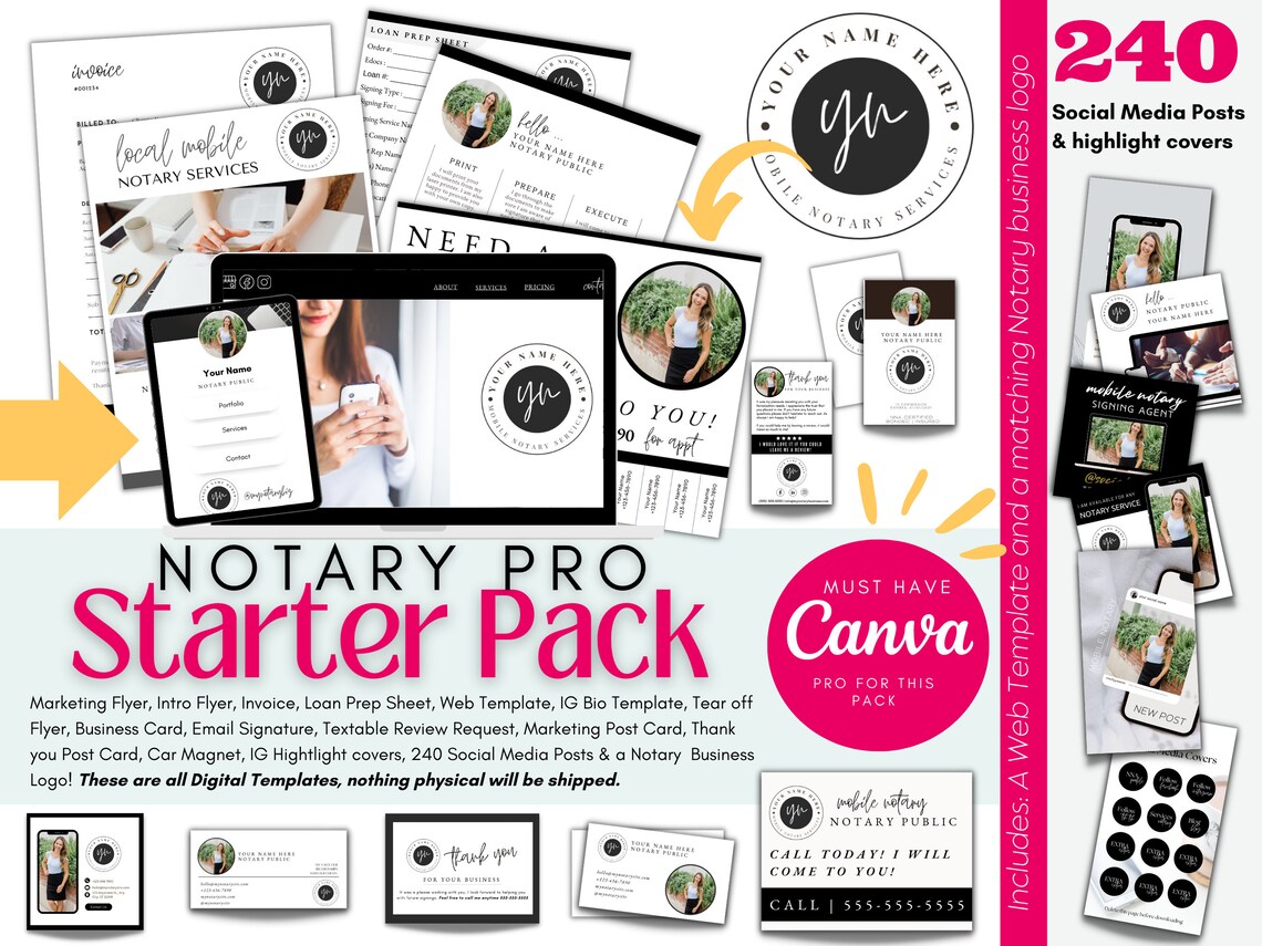Notary Marketing Starter Pack Editable Notary Templates Etsy