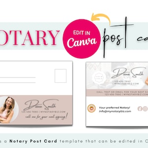 Tarjeta postal de notario / Tarjeta postal de marketing / Tarjeta postal editable / Plantilla Canva