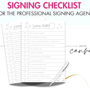 Notary Signing Agent Checklist | Printable PDF for Loan Signings | Notary Business Forms & Documents