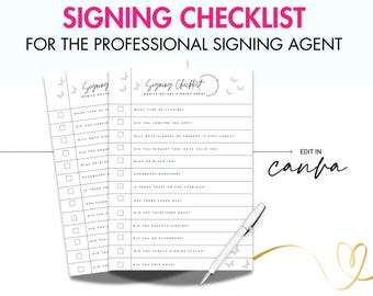 Notary Signing Agent Checklist | Printable PDF for Loan Signings | Notary Business Forms & Documents