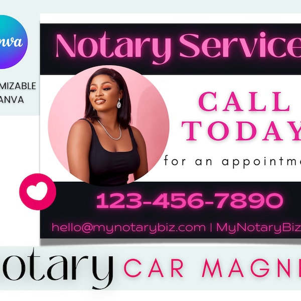 Notary Car Magnet | Car Magnet Template | Notary Marketing | Notary Business | Notary | Notary Public | Notary Signing Agent