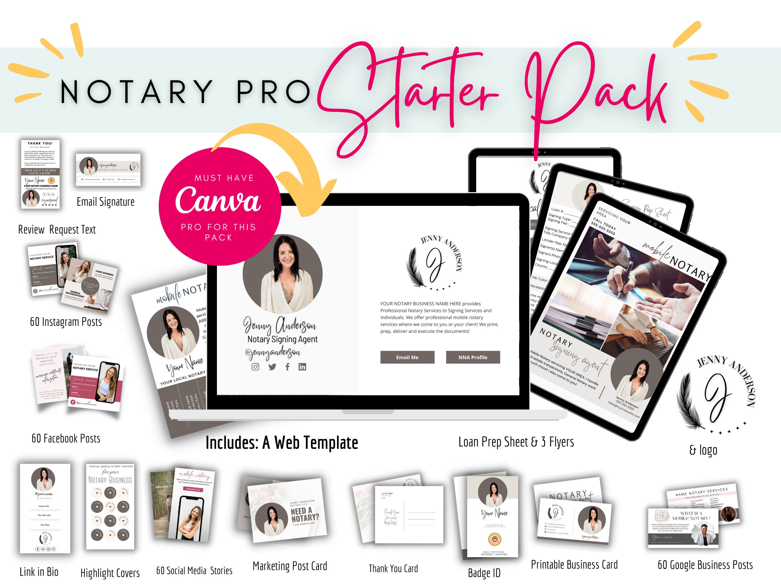 Notary Marketing Starter Pack Editable Notary Templates Etsy