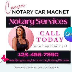 Notary Car Magnet Template: Editable Canva Design (Digital Download)