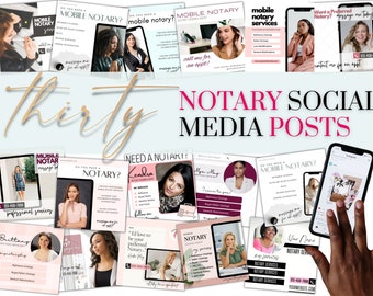 30 Notary Social Media Posts: Customizable Templates (Canva)